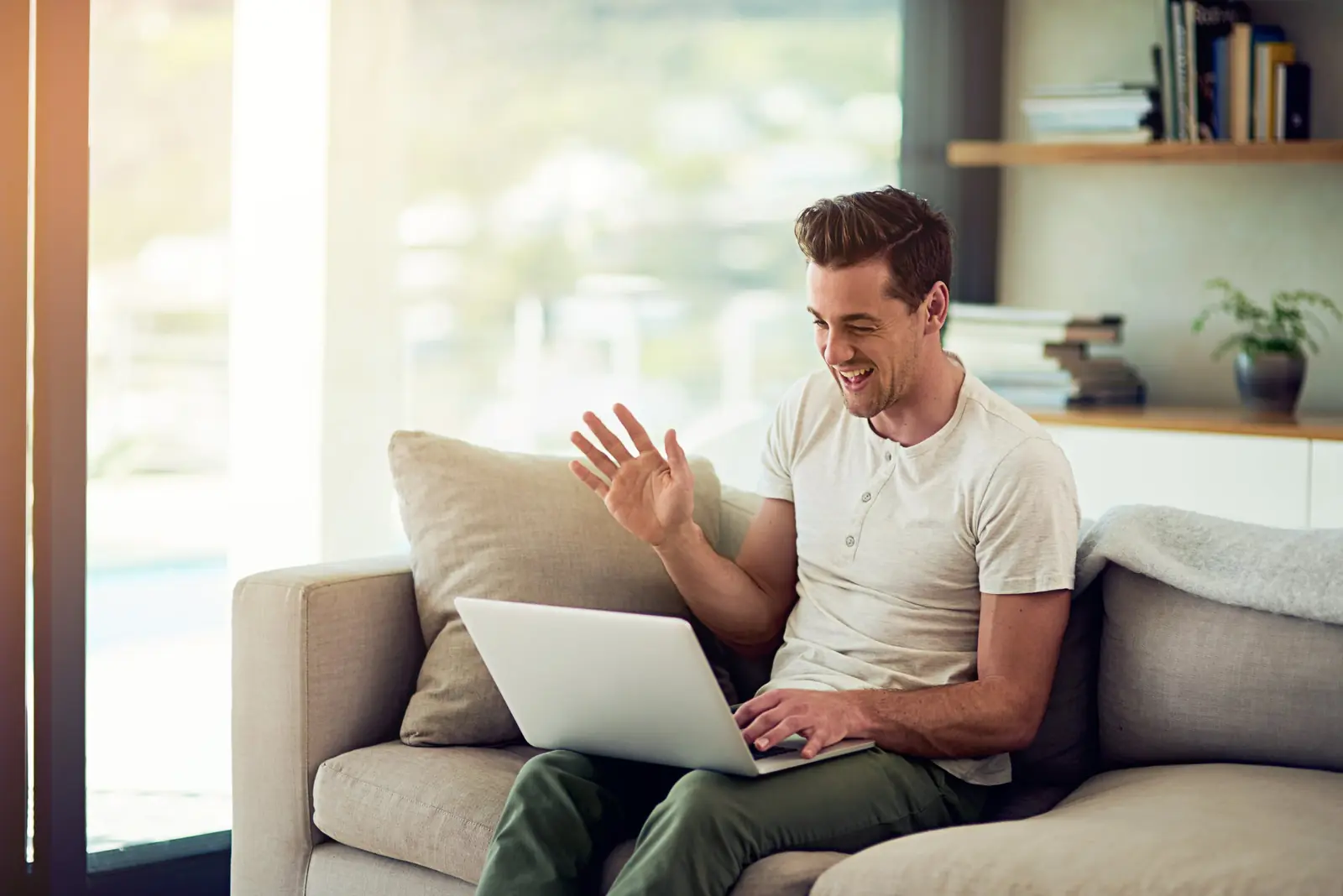 A remote worker on a video call