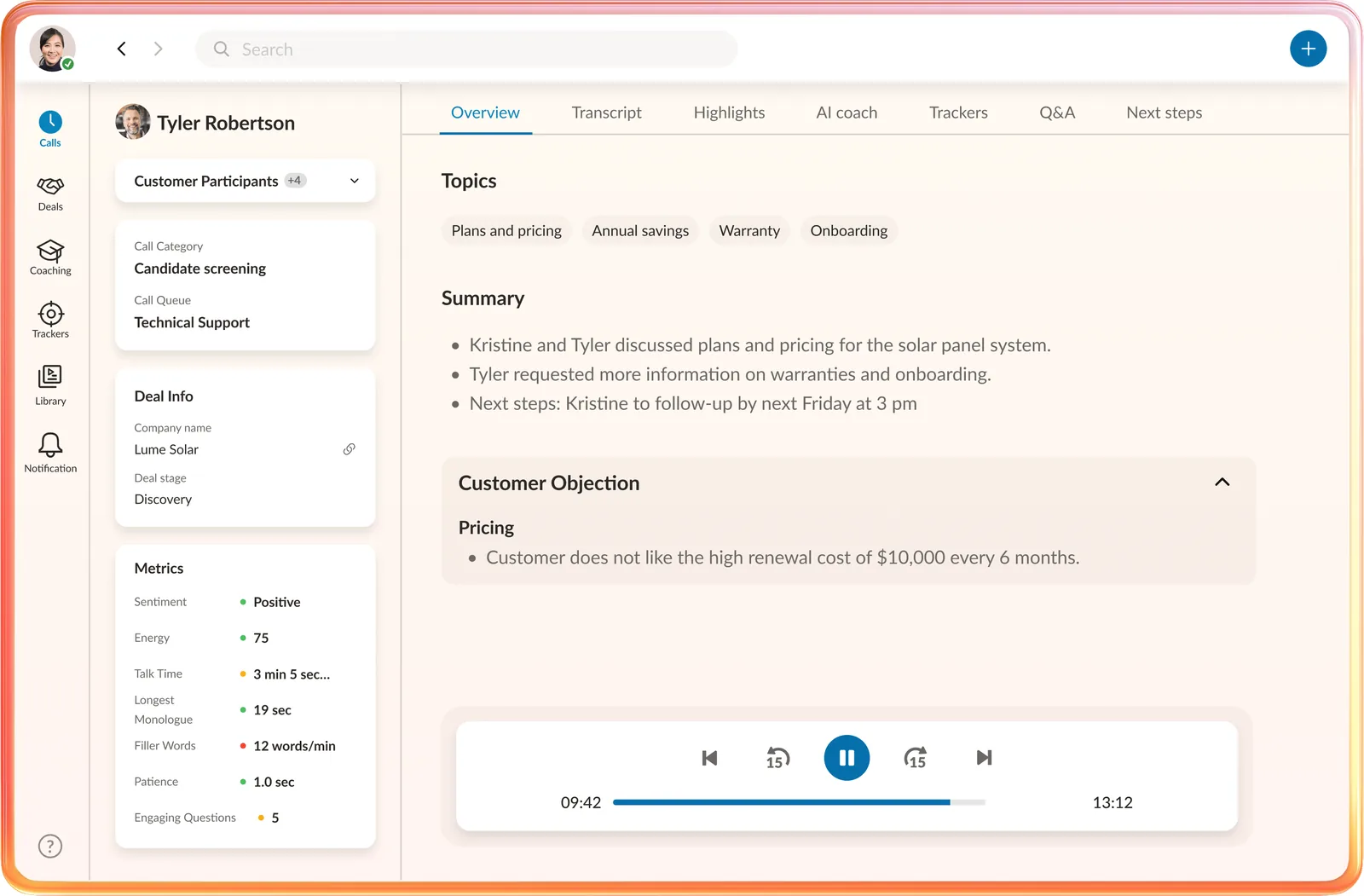 RingCentral AI: summary, topics and next steps after a call