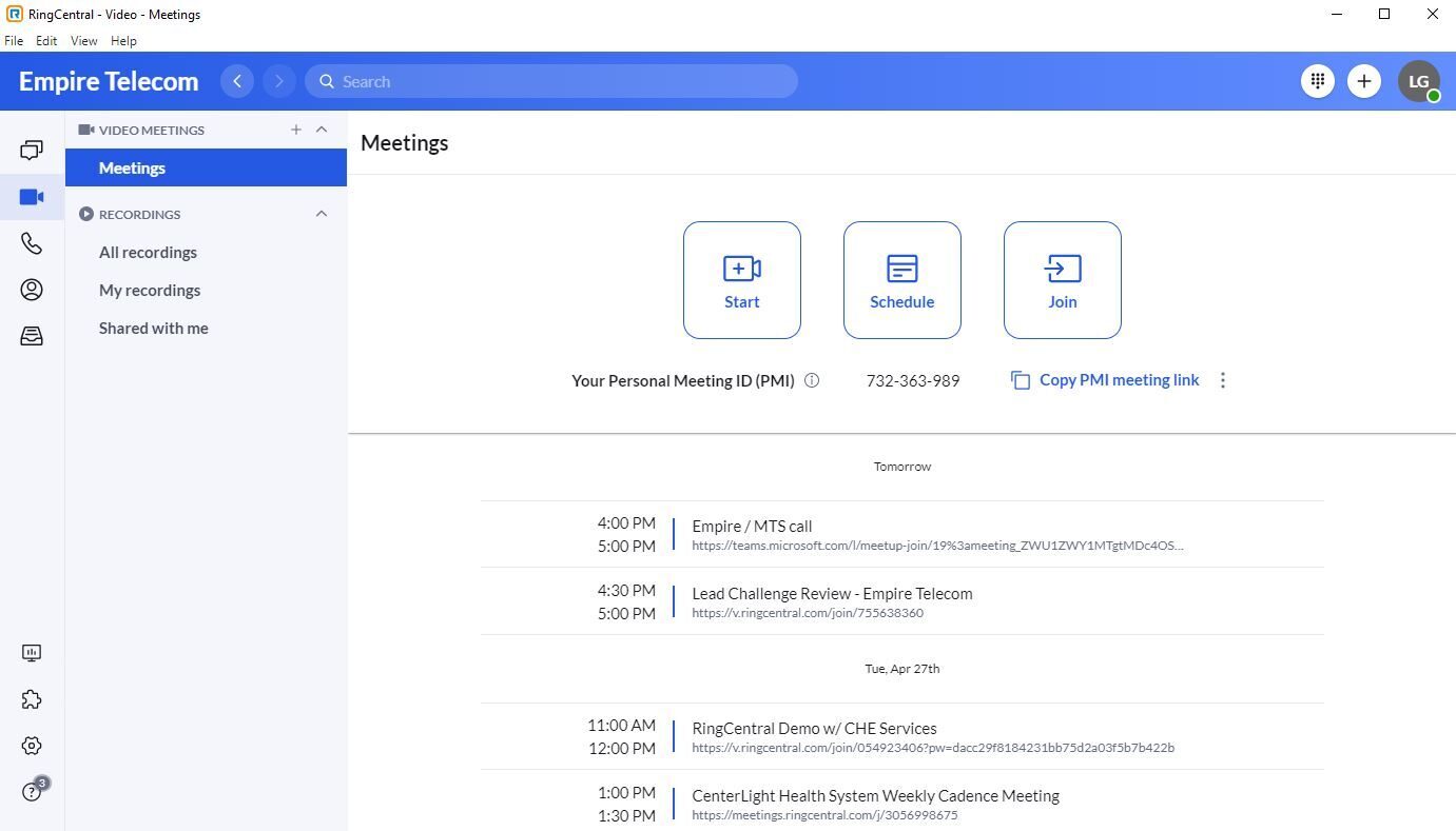 The RingCentral app: calls, messages and meetings in one place