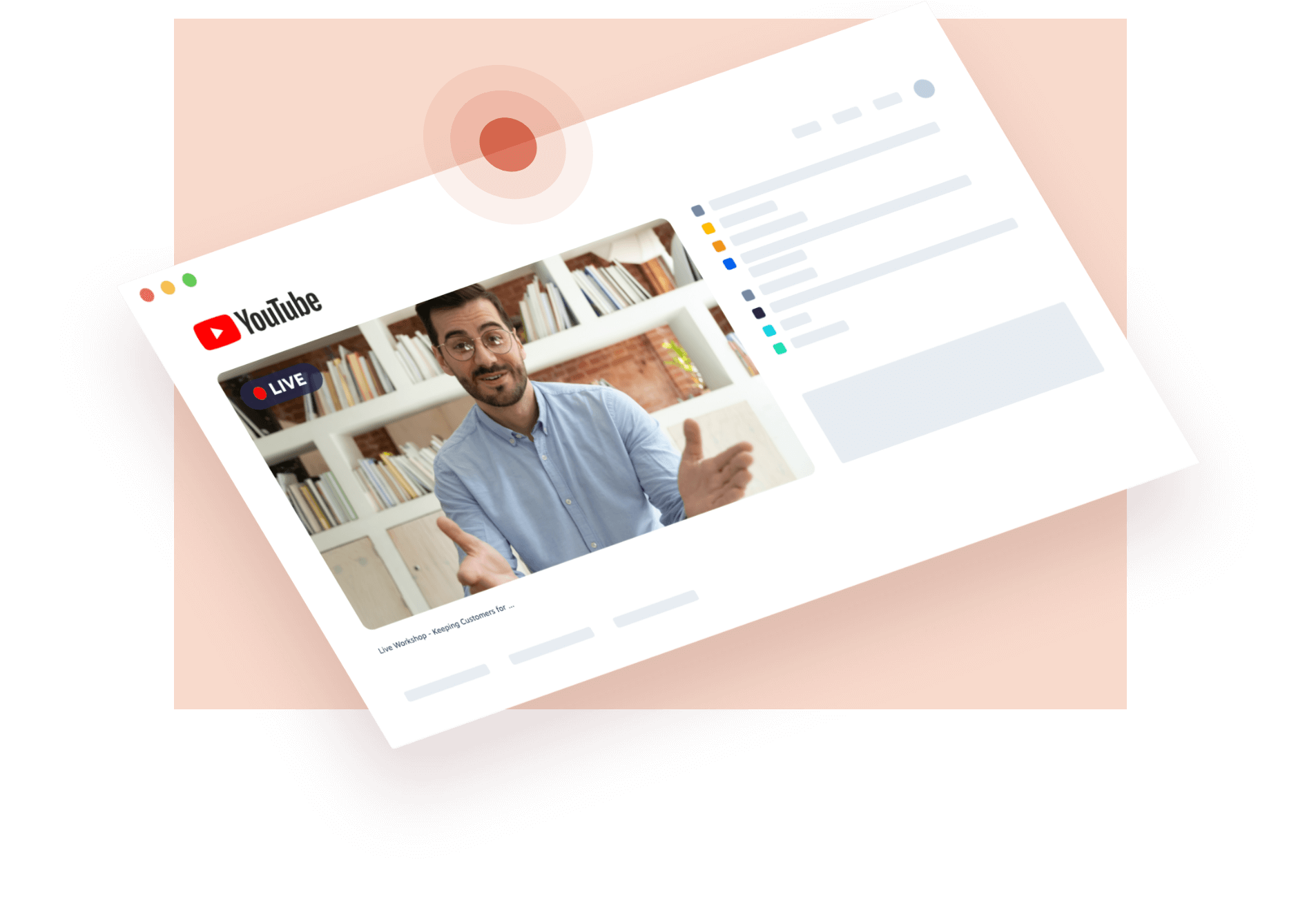 Live stream page on screen
