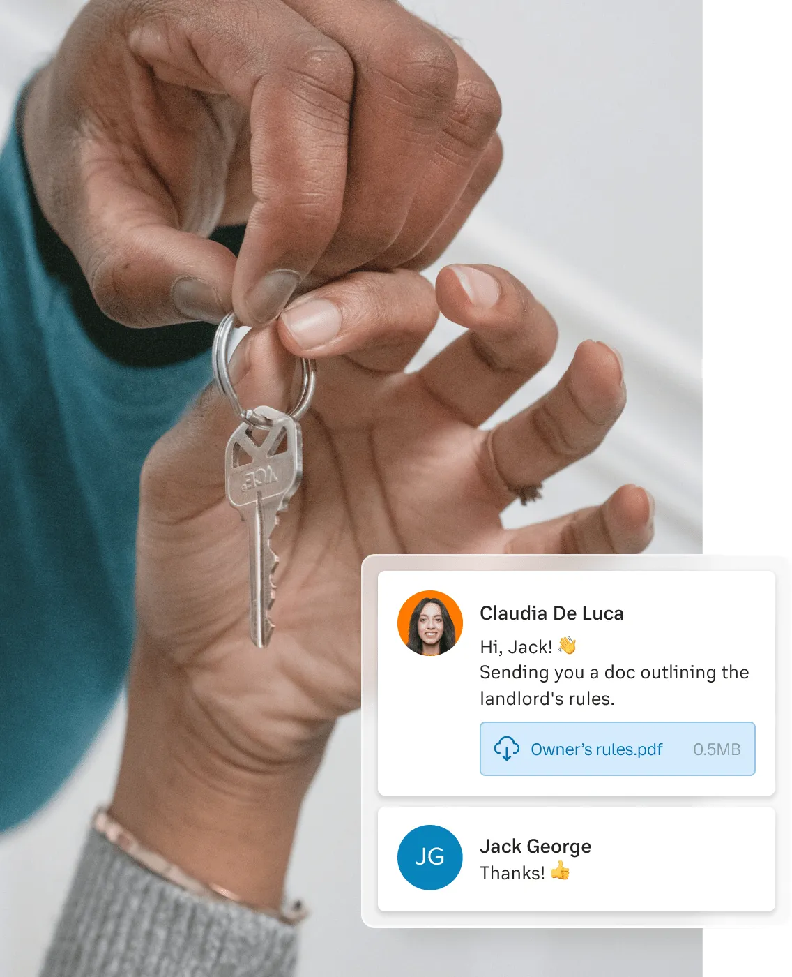 Keys handed over at a closing