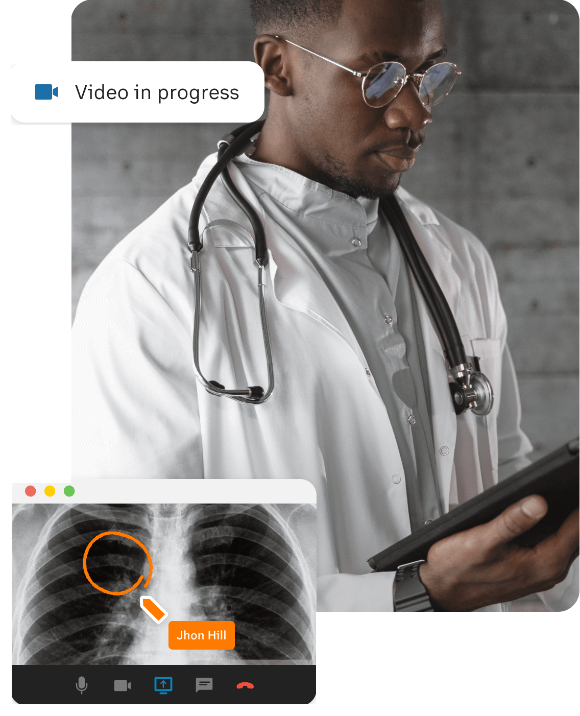 Clinician using a mobile app