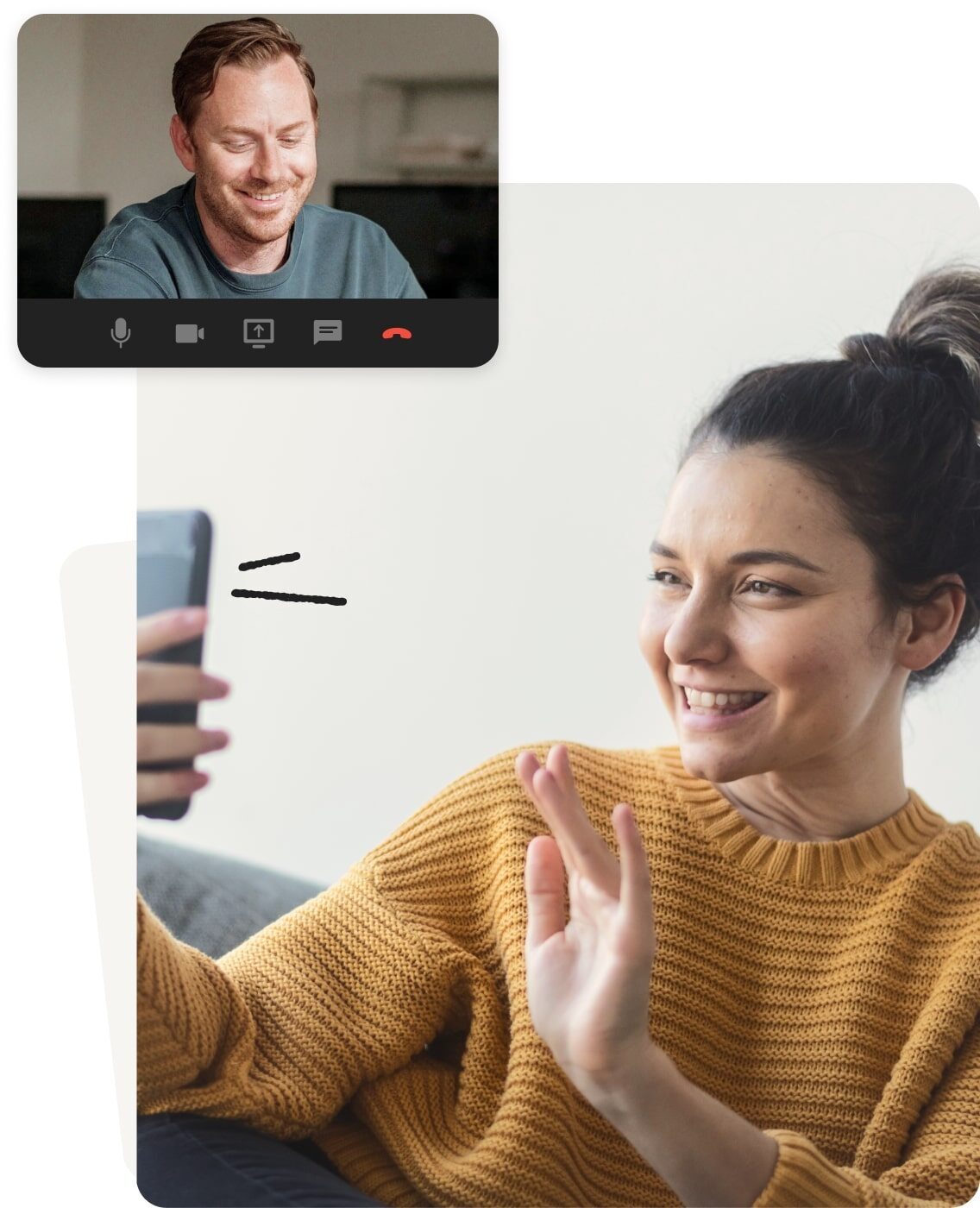 Presenter waving on a video call