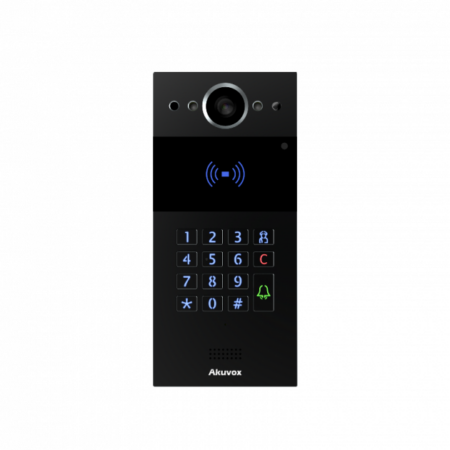 Akuvox R20K-BLACK, Surface SIP Intercom with 1 Button & Keypad, Black